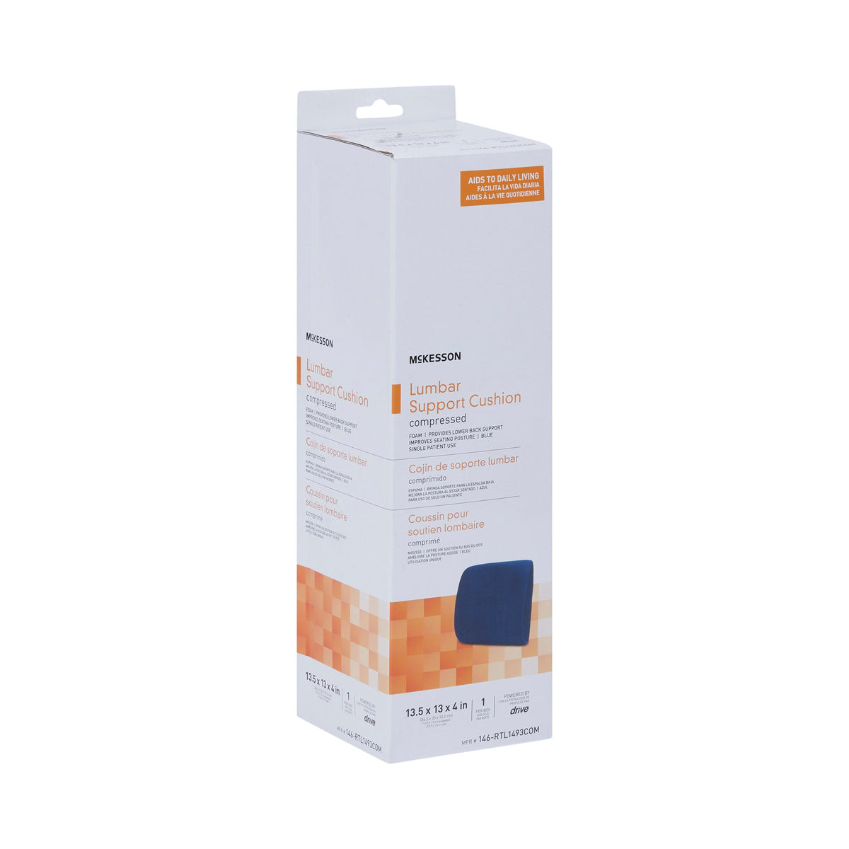 McKesson Compressed Lumbar Support Cushion-Lumbar Support Cushion McKesson 13-2/5 W X 13 L X 4 D Inch Foam