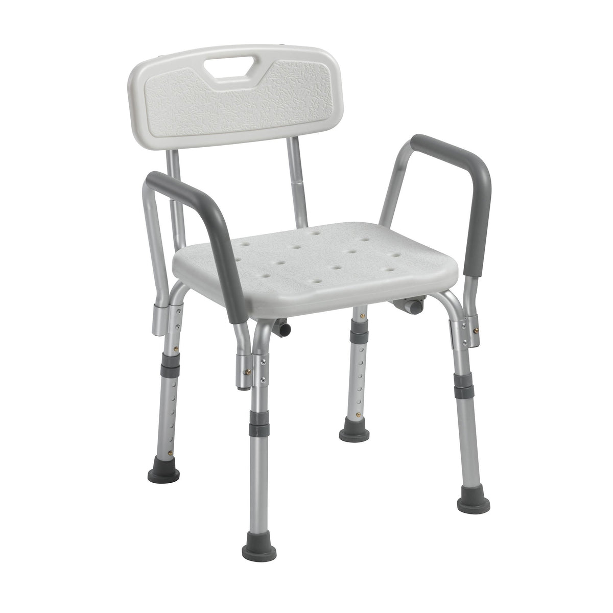 drive Shower Chair with Back and Removable Padded Arms-Bath Bench drive Padded Removable Arms Aluminum Frame With Backrest 16 Inch Seat Width 300 lbs. Weight Capacity