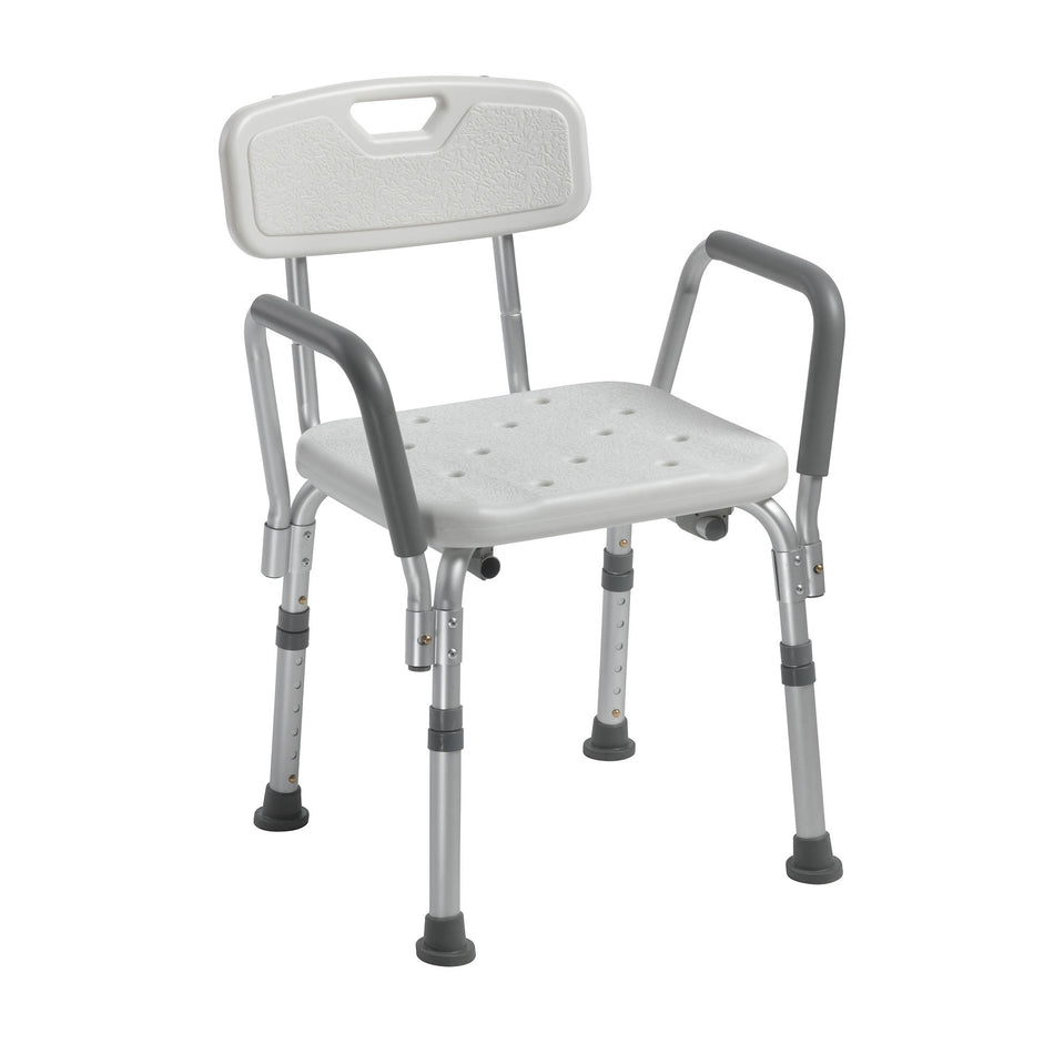 drive Shower Chair with Back and Removable Padded Arms-Bath Bench drive Padded Removable Arms Aluminum Frame With Backrest 16 Inch Seat Width 300 lbs. Weight Capacity