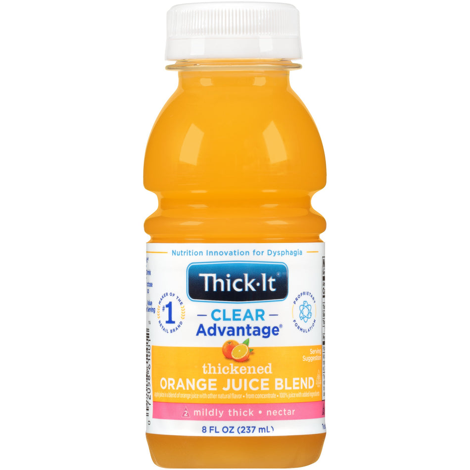 Thick-It Clear Advantage Nectar Consistency Orange Thickened Beverage, 8 oz. Bottle-Thickened Beverage Thick-It Clear Advantage 8 oz. Bottle Orange Flavor Liquid IDDSI Level 2 Mildly Thick
