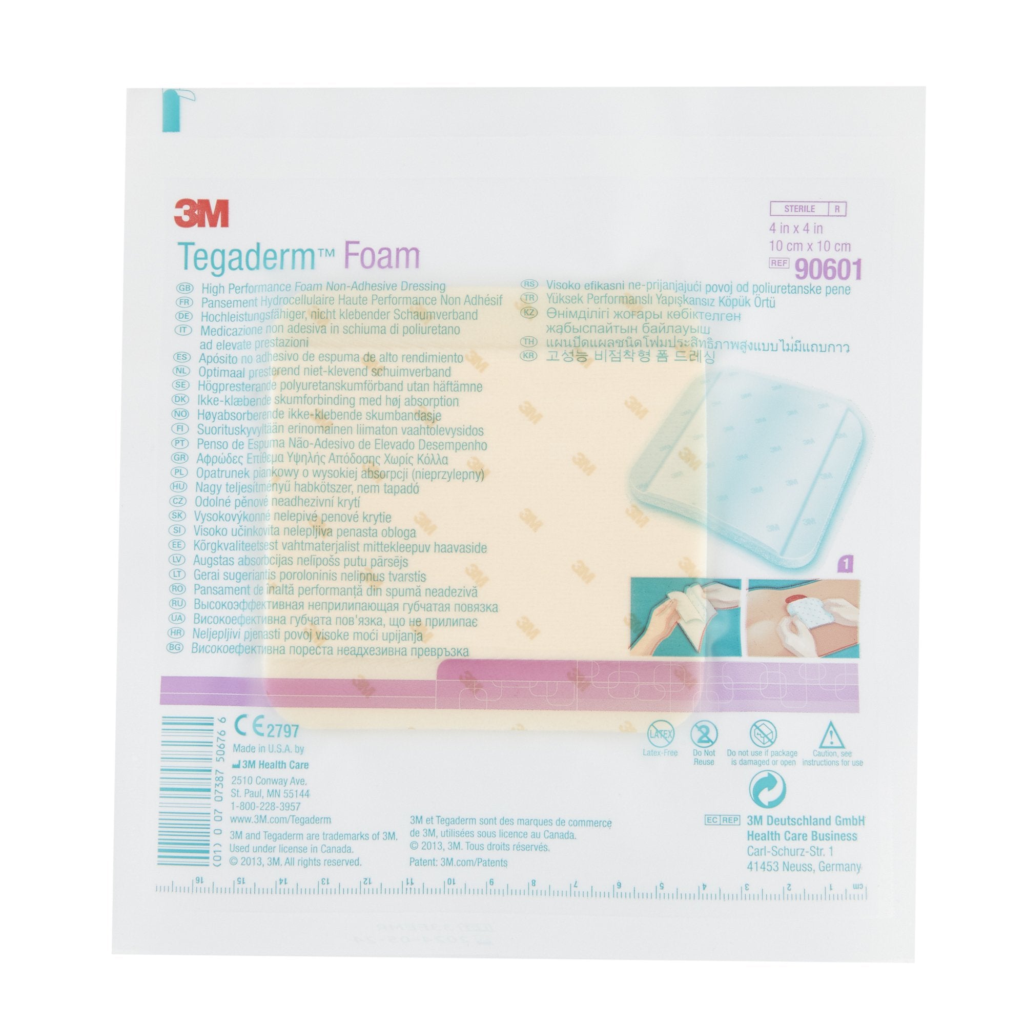 3M Tegaderm High Performance Nonadhesive without Border Foam Dressing, 4 x 4 Inch-Foam Dressing 3M Tegaderm High Performance 4 X 4 Inch Without Border Film Backing Nonadhesive Square Sterile