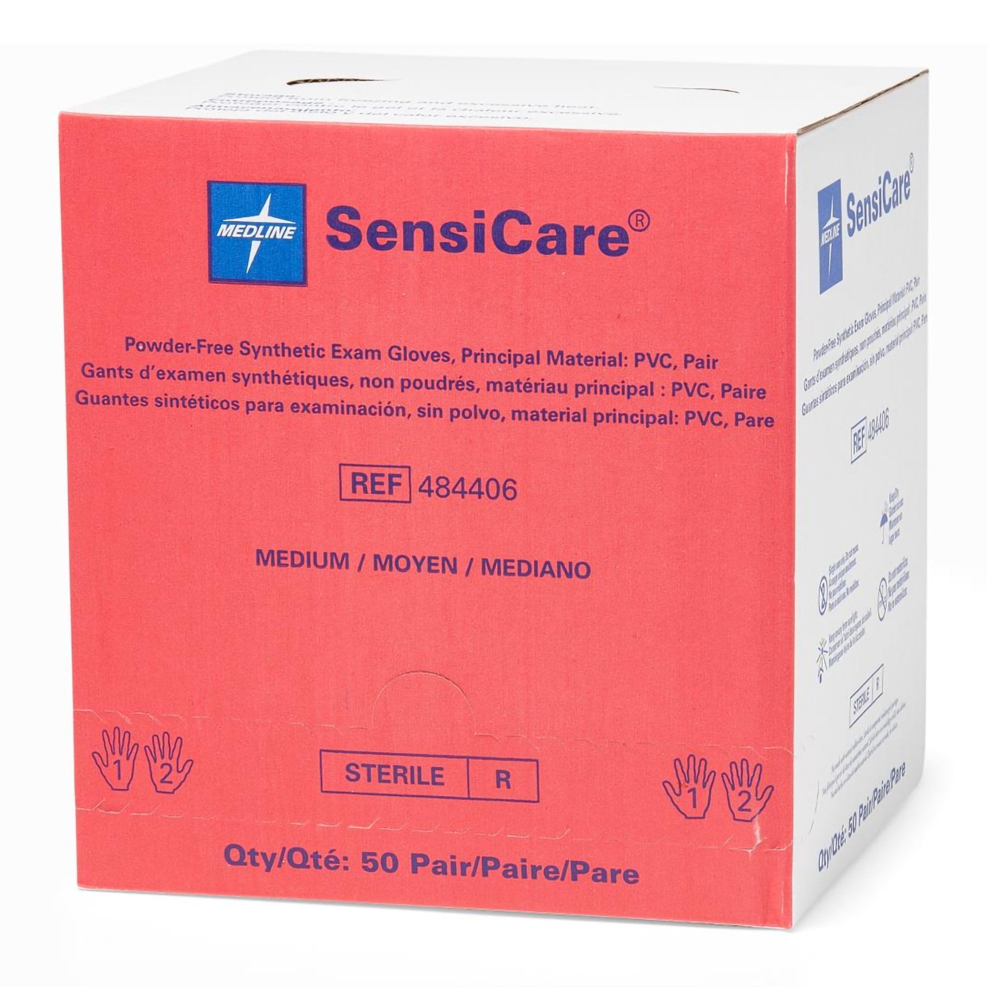 SensiCare Stretch Vinyl Exam Glove, Medium, Beige-Exam Glove SensiCare Medium Sterile Pair Stretch Vinyl Standard Cuff Length Smooth Beige Not Rated