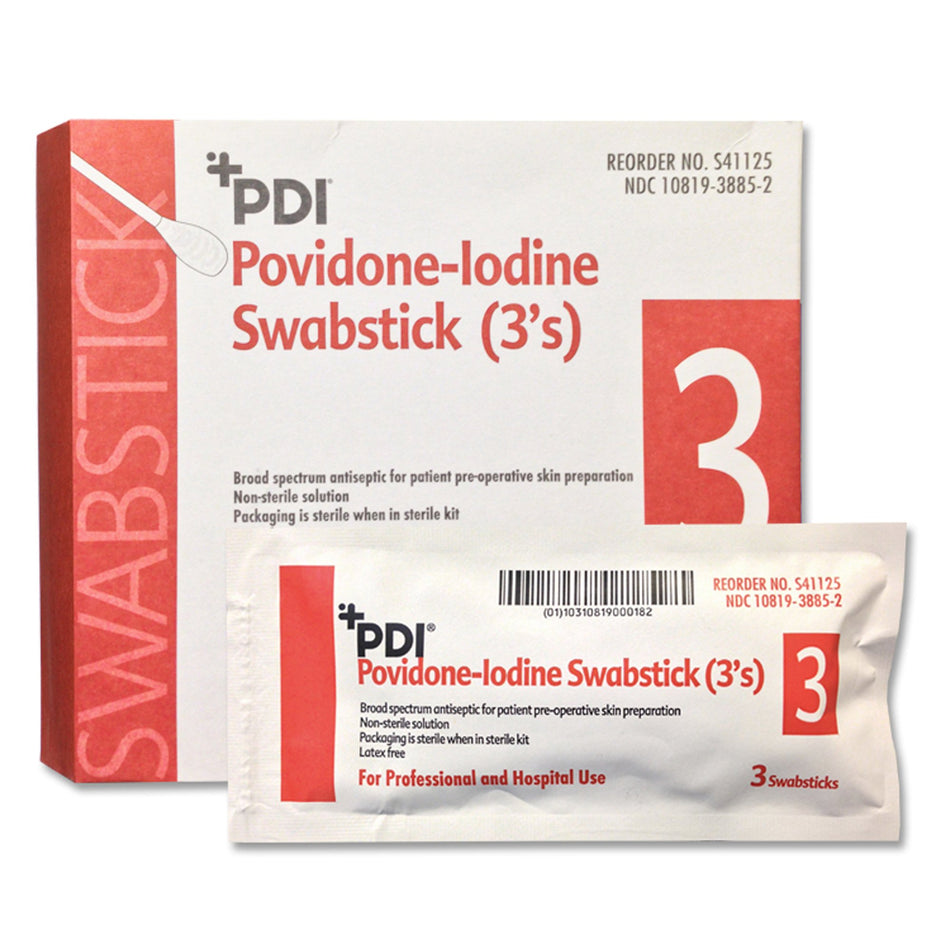 PDI PVP Iodine Prep Swabsticks-Impregnated Swabstick PDI 10% Strength Povidone-Iodine Individual Packet NonSterile