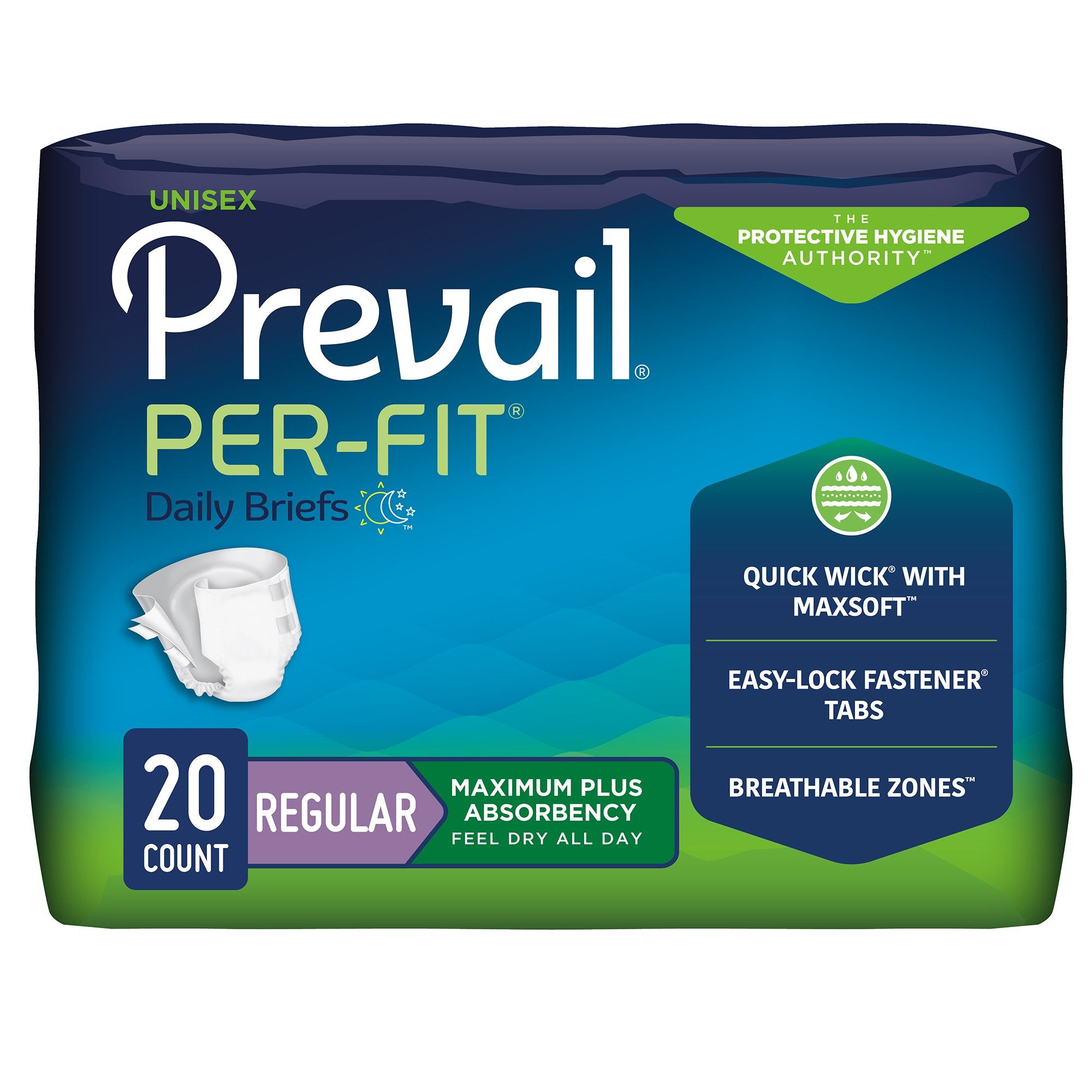 Prevail Per-Fit Maximum Incontinence Brief, Regular-Unisex Adult Incontinence Brief Prevail Per-Fit Maximum Plus Regular Disposable Heavy Absorbency