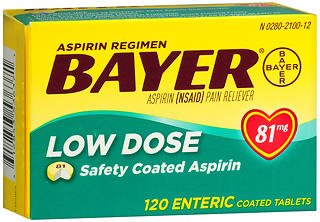Bayer Low Dose Safety Coated Aspirin 81 mg Tablets-Pain Relief Bayer� 81 mg Strength Aspirin Tablet 120 per Box