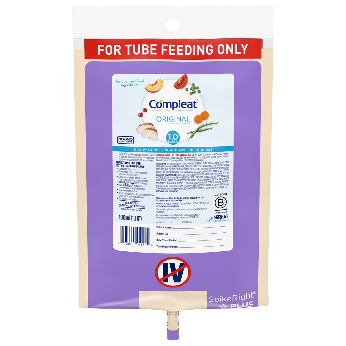 Compleat® Original Nutritionally Complete Tube Feeding, 1000 mL Bag - Nutritionals and Feeding Supplies>Nutritionals>Oral...