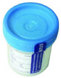 DuoClick Specimen Container, 90 mL-Specimen Container DuoClick 53 mm Opening 90 mL (3 oz.) Screw Cap Patient Information Sterile