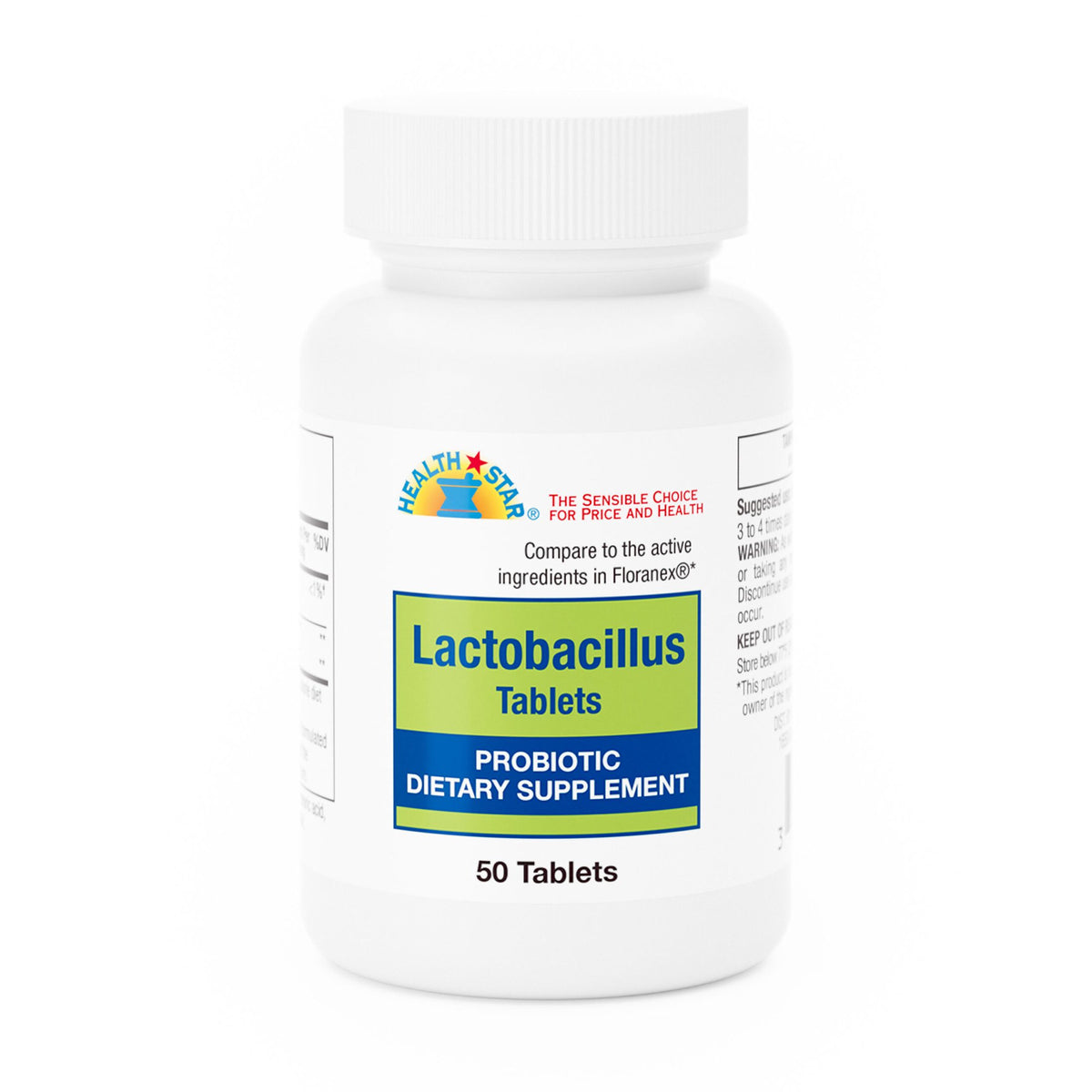 Health*Star® Lactobacillus Probiotic Dietary Supplement Tablets - Pharmaceuticals>Over the Counter>Gastrointestinal>Probio...