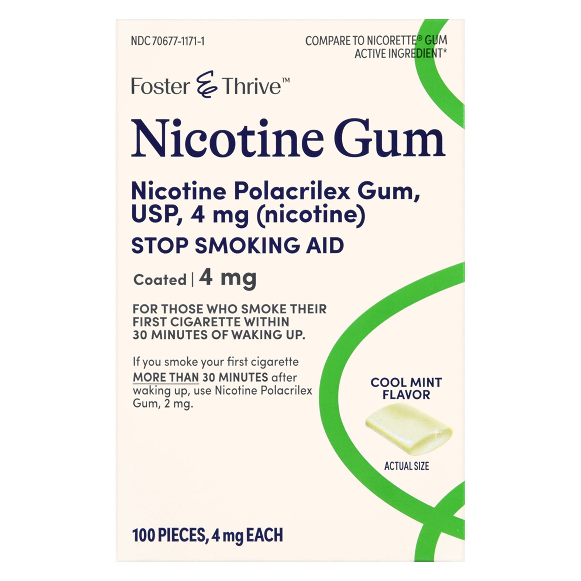 Foster & Thrive Nicotine Polacrilex 4 mg (Nicotine) Gum, Cool Mint-Stop Smoking Aid Foster & Thrive 4 mg Strength Gum
