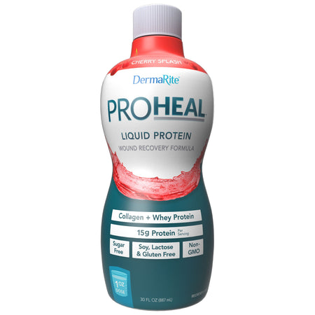 ProHeal Cherry Splash Liquid Protein Wound Recovery Formula, 30-ounce bottle-Oral Supplement ProHeal Cherry Splash Flavor Liquid 30 oz. Bottle