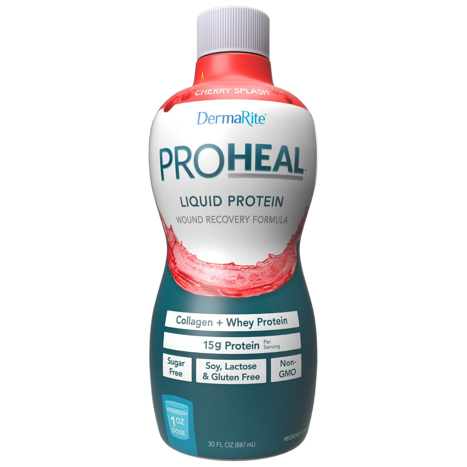 ProHeal Cherry Splash Liquid Protein Wound Recovery Formula, 30-ounce bottle-Oral Supplement ProHeal Cherry Splash Flavor Liquid 30 oz. Bottle