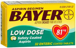 Bayer� Low Dose Aspirin-Pain Relief Bayer� 81 mg Strength Aspirin Tablet 32 per Bottle