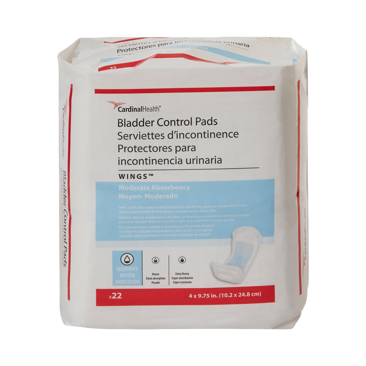 Sure Care™ Bladder Control Pads, Moderate Absorbency, 4 x 9.75 Inch - Incontinence>Incontinence Liners and Pads - Cardinal