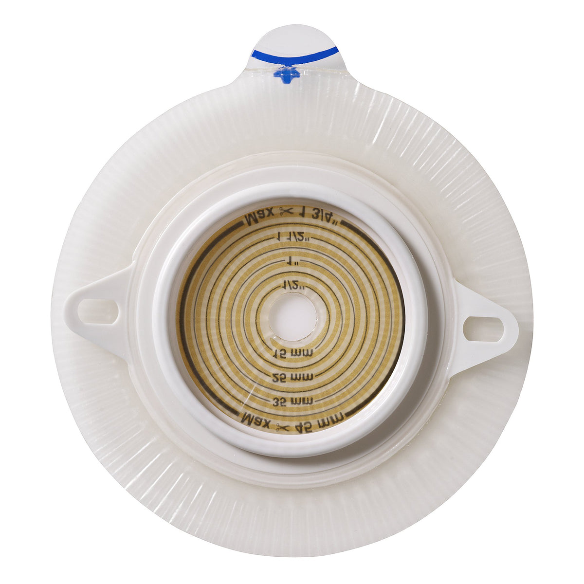 Assura® Flat Ostomy Barrier, Trim to Fit Stomas 10 – 55 mm, Blue Color Match - Ostomy>Barriers - Coloplast