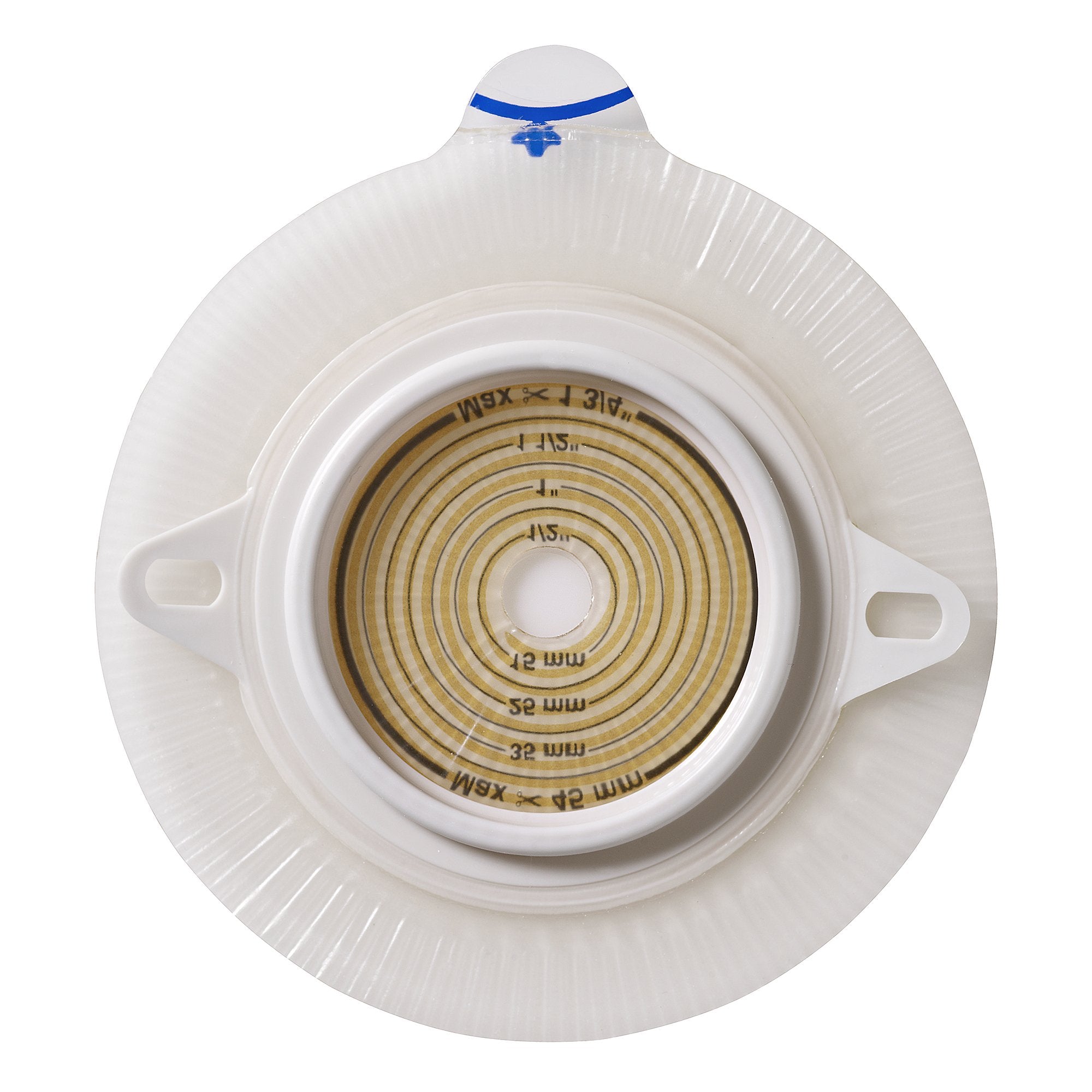Assura® Flat Ostomy Barrier, Trim to Fit Stomas 10 – 55 mm, Blue Color Match - Ostomy>Barriers - Coloplast