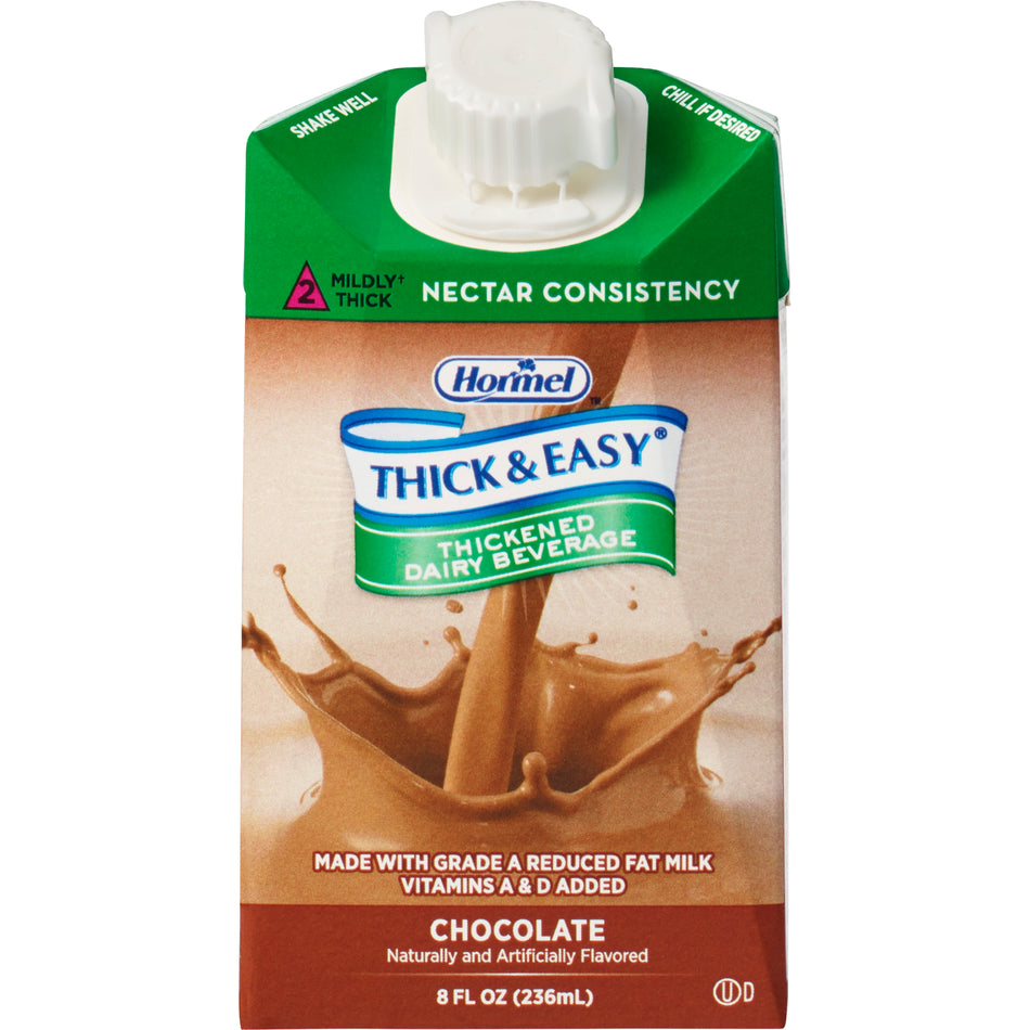 Thick & Easy Dairy Nectar Consistency Chocolate Milk Thickened Beverage, 8 oz. Carton-Thickened Beverage Thick & Easy Dairy 8 oz. Carton Chocolate Flavor Liquid IDDSI Level 2 Mildly Thick