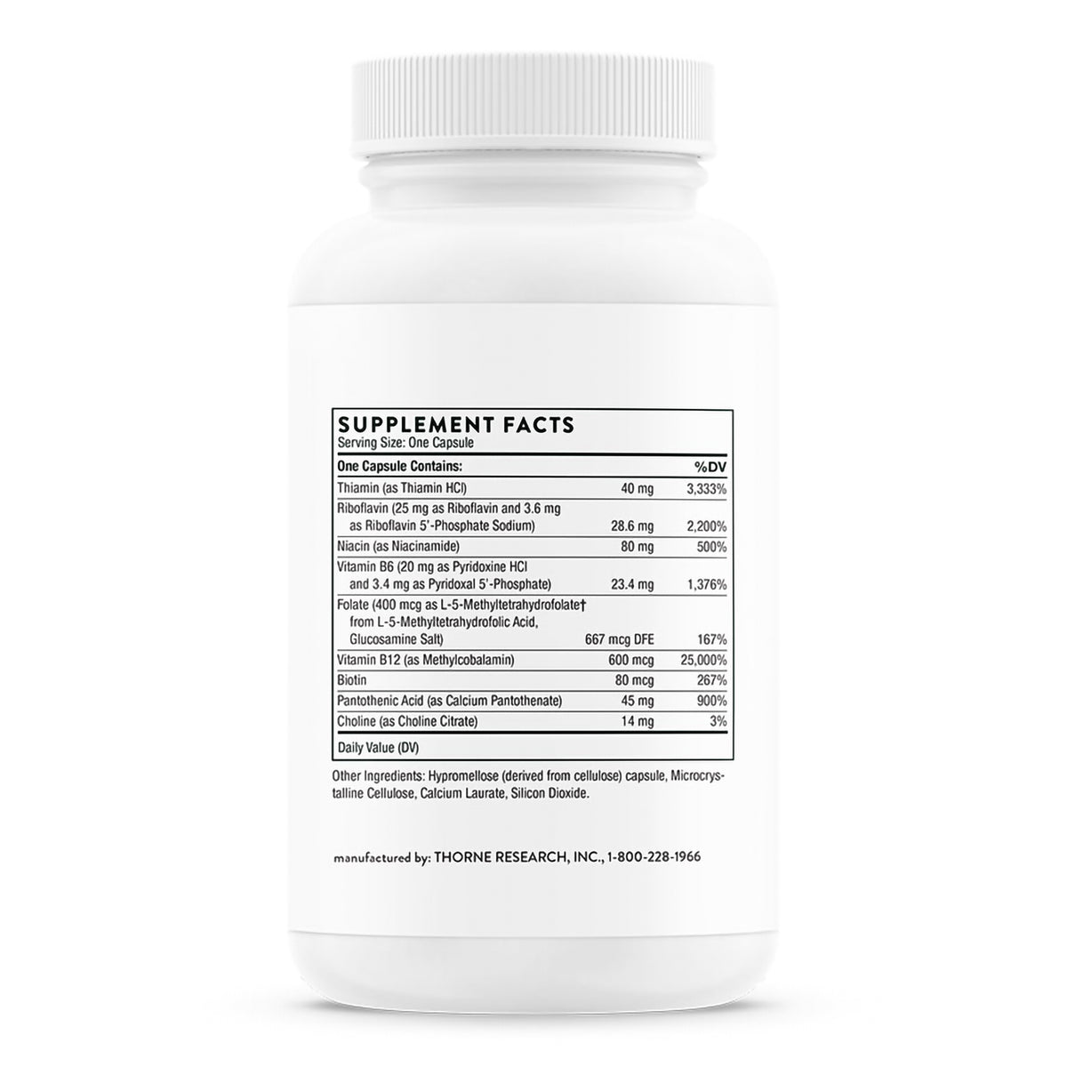 Thorne B-Complex #12 Dietary Supplement-Dietary Supplement THORNE B-Complex #12 Multiple Vitamins Various Strengths Capsule 60 per Bottle