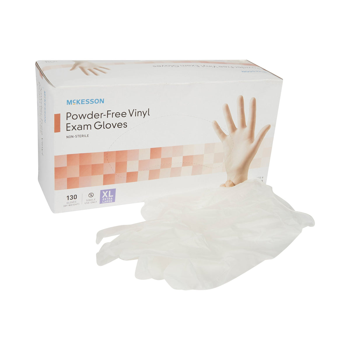 McKesson Vinyl Exam Glove, Extra Large, Clear-Exam Glove McKesson X-Large NonSterile Vinyl Standard Cuff Length Smooth Clear Not Rated