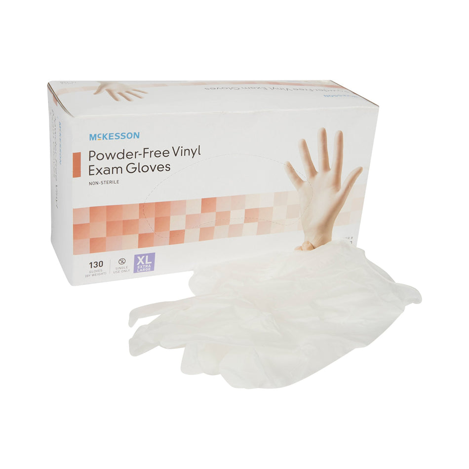 McKesson Vinyl Exam Glove, Extra Large, Clear-Exam Glove McKesson X-Large NonSterile Vinyl Standard Cuff Length Smooth Clear Not Rated