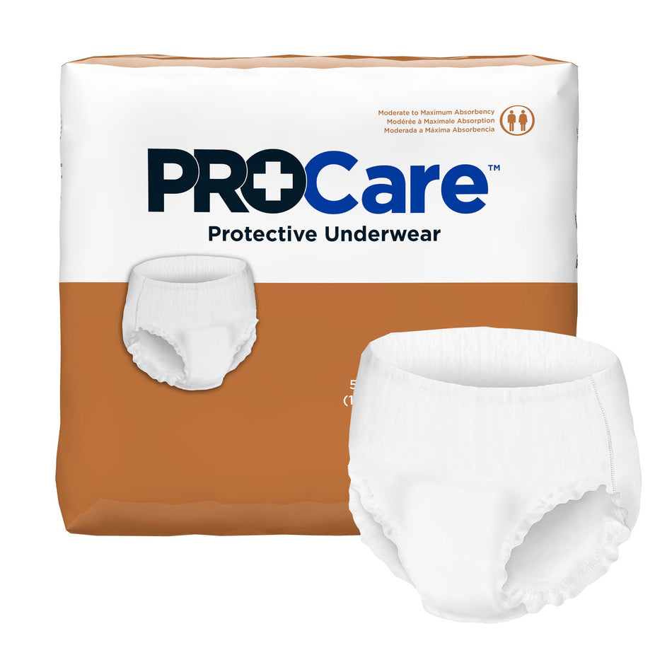 ProCare Moderate to Maximum Absorbent Underwear, Extra Large-Unisex Adult Absorbent Underwear ProCare Pull On with Tear Away Seams X-Large Disposable Moderate Absorbency