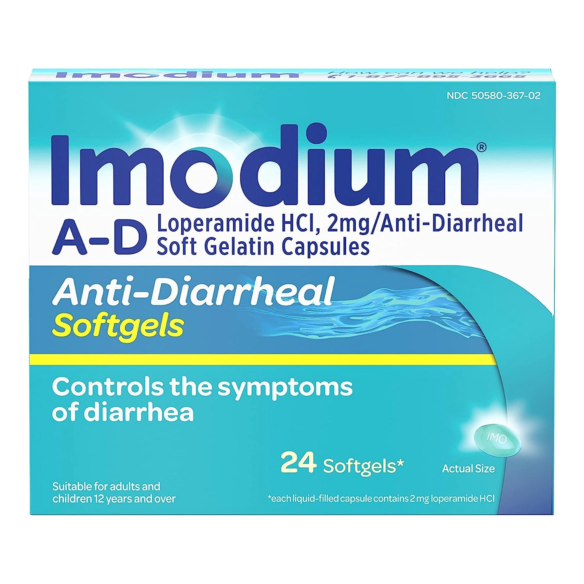 Imodium A-D Anti-Diarrheal Softgels-Anti-Diarrheal Imodium A-D 2 mg Strength Caplet 24 per Box