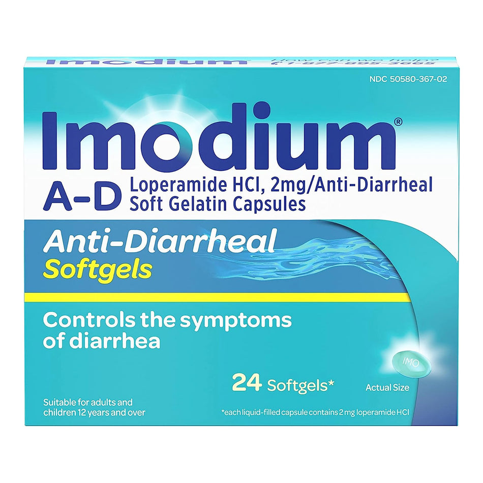 Imodium A-D Anti-Diarrheal Softgels-Anti-Diarrheal Imodium A-D 2 mg Strength Caplet 24 per Box