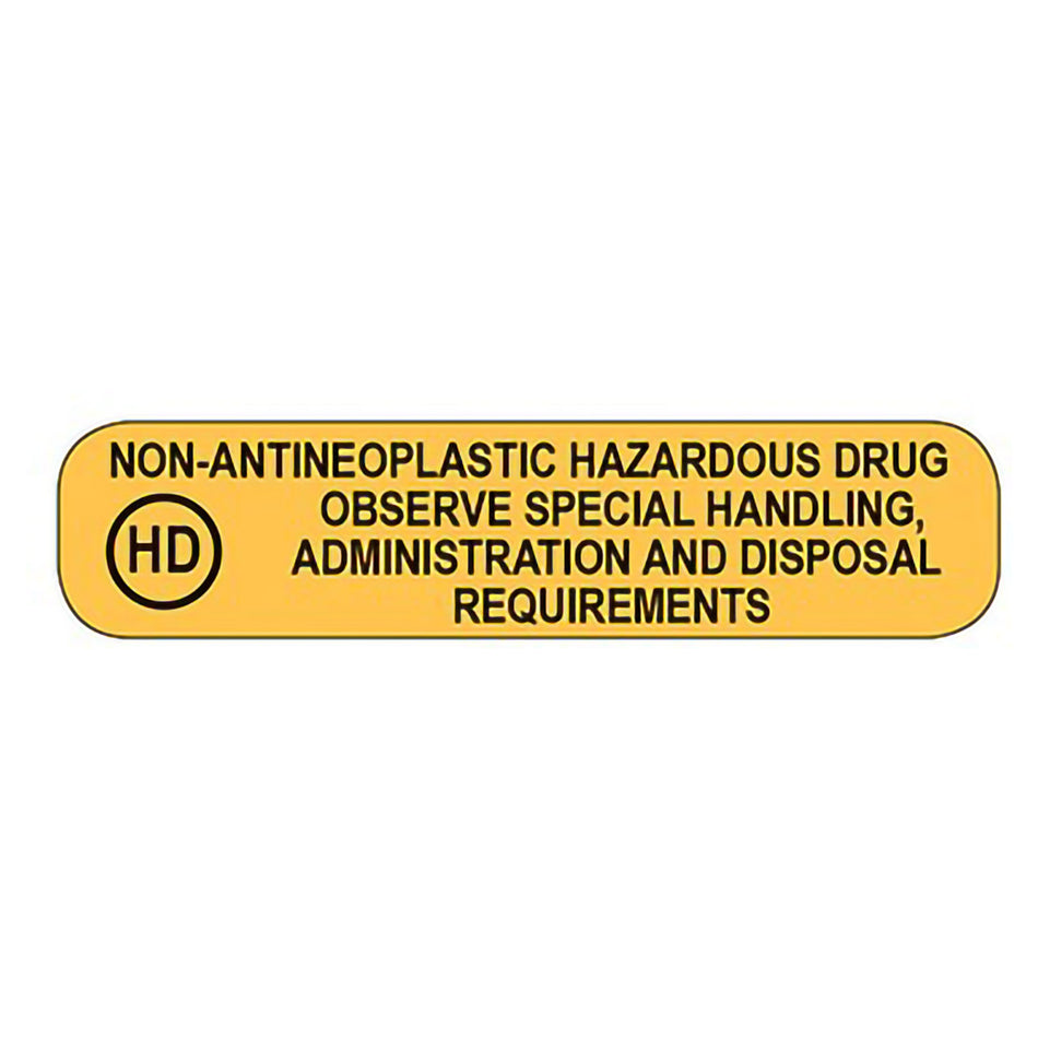 Pre-Printed Label Health Care Logistics® Caution Label Yellow Permanent Paper Non-Antineoplastic Hazardous Drug Labels Black Biohazard 3/8 X 1-5/8 Inch