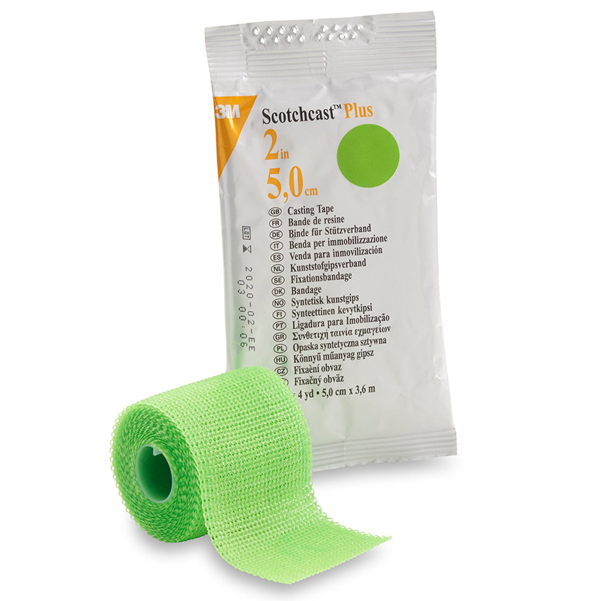 3M Scotchcast Plus Bright Green Cast Tape, 2 Inch x 4 Yard-Cast Tape 3M Scotchcast Plus 2 Inch X 12 Foot Fiberglass / Resin Bright Green