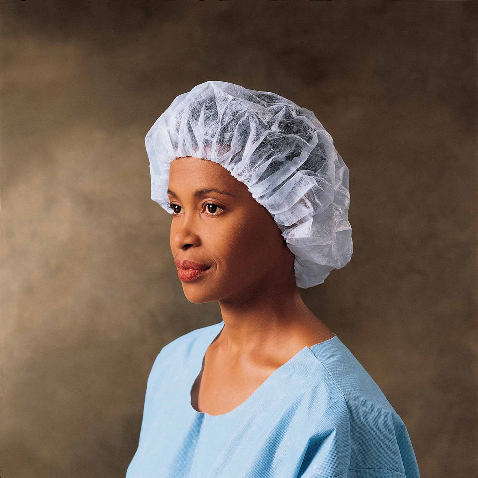 Halyard Bouffant Cap-Bouffant Cap Large White Elastic Closure