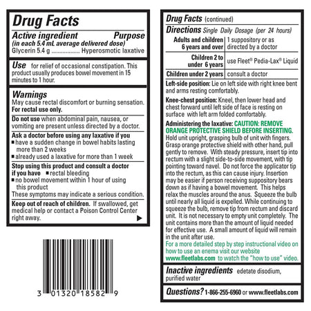 Fleet Glycerin Laxative-Laxative Fleet Suppository 7.5 mL 5.4 Gram Strength Glycerin