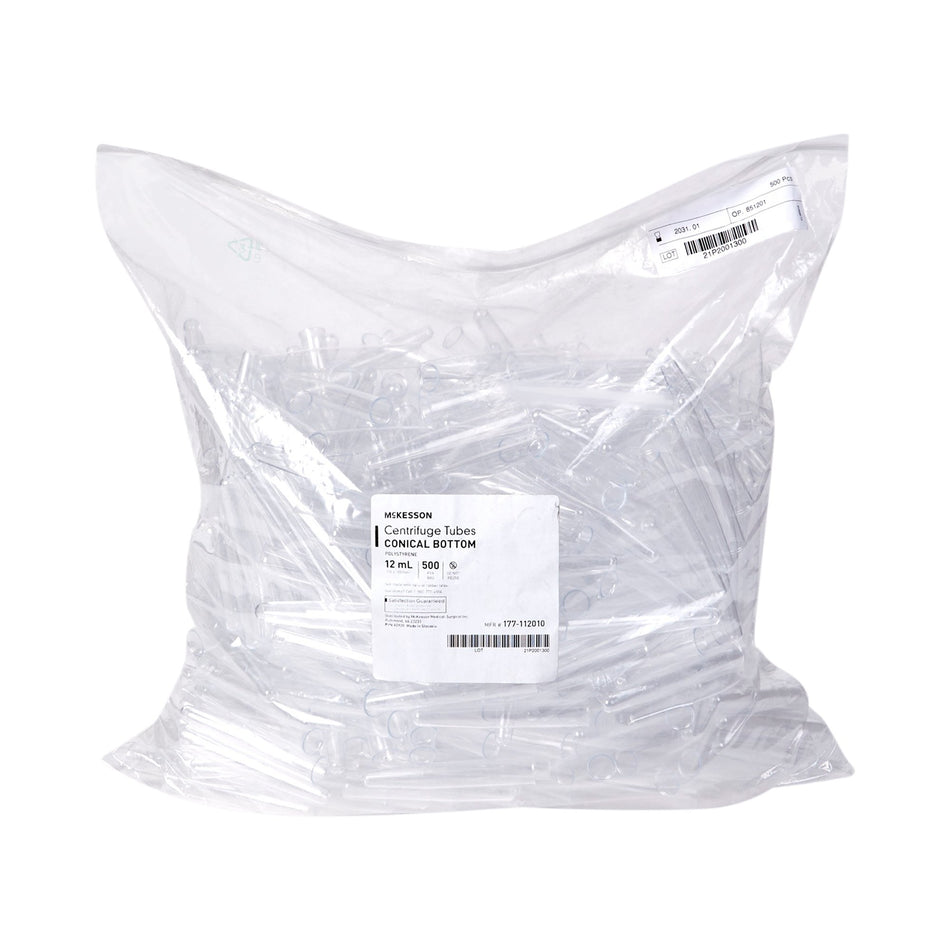 McKesson Centrifuge Tube, 12 mL, 16 x 100 mm-McKesson Centrifuge Tube Plain 12 mL Without Closure Polystyrene Tube