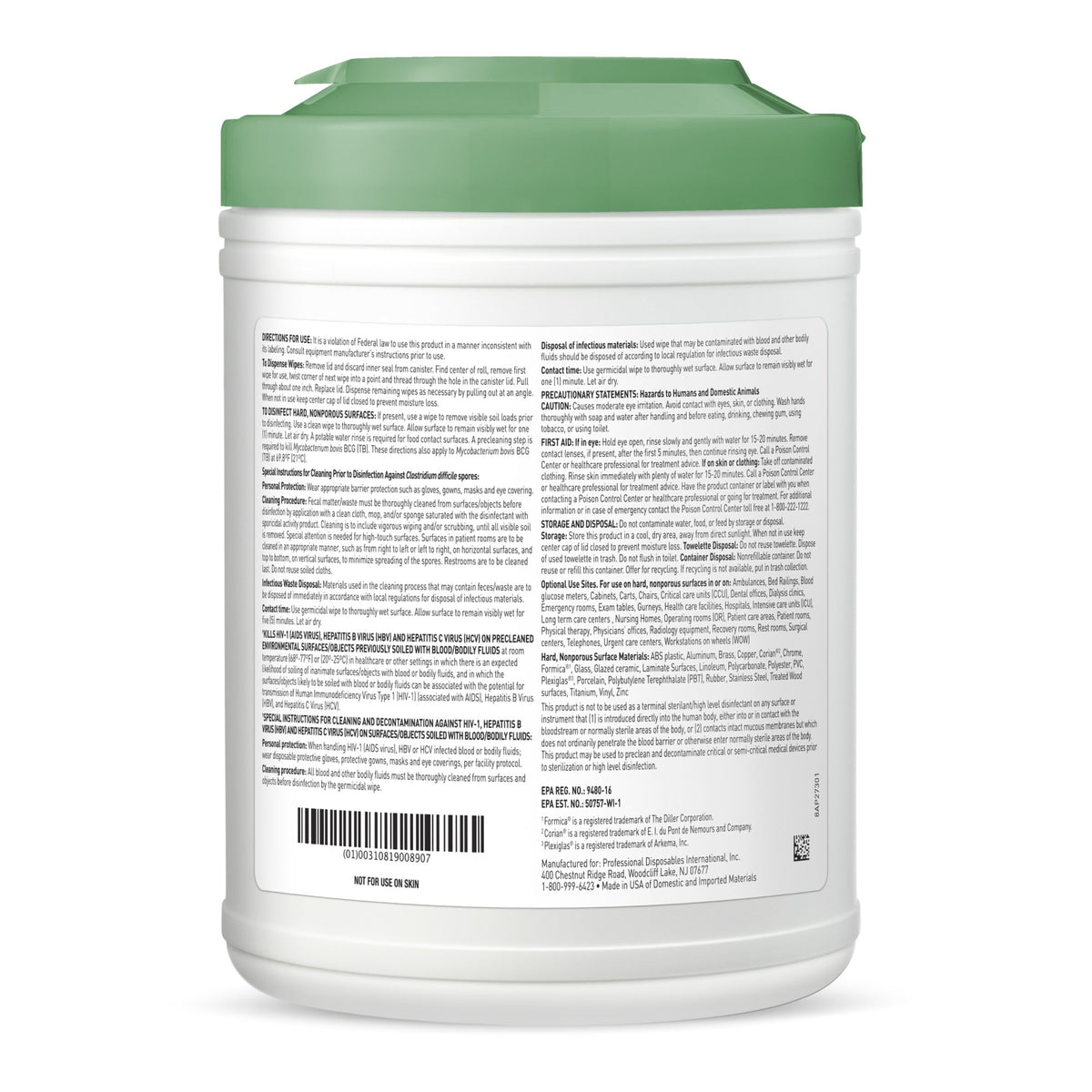 Sani-HyPerCide Large Germicidal Disinfectant Wipes, Canister, 160 ct.-Sani-HyPerCide Surface Disinfectant Cleaner Premoistened Germicidal Manual Pull Wipe 160 Count Canister Vinegar Scent NonSterile