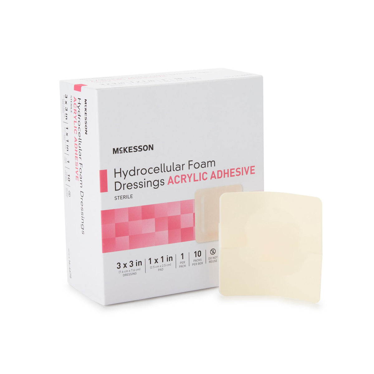 McKesson Adhesive Foam Dressing with Border, 3 x 3 Inch - Wound Care>Advanced Wound Care>Foam Dressings - McKesson Brand