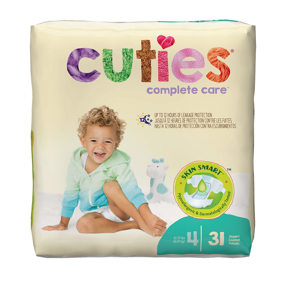 Cuties Premium Diaper, Size 4-Unisex Baby Diaper Cuties Complete Care Size 4 Disposable Heavy Absorbency