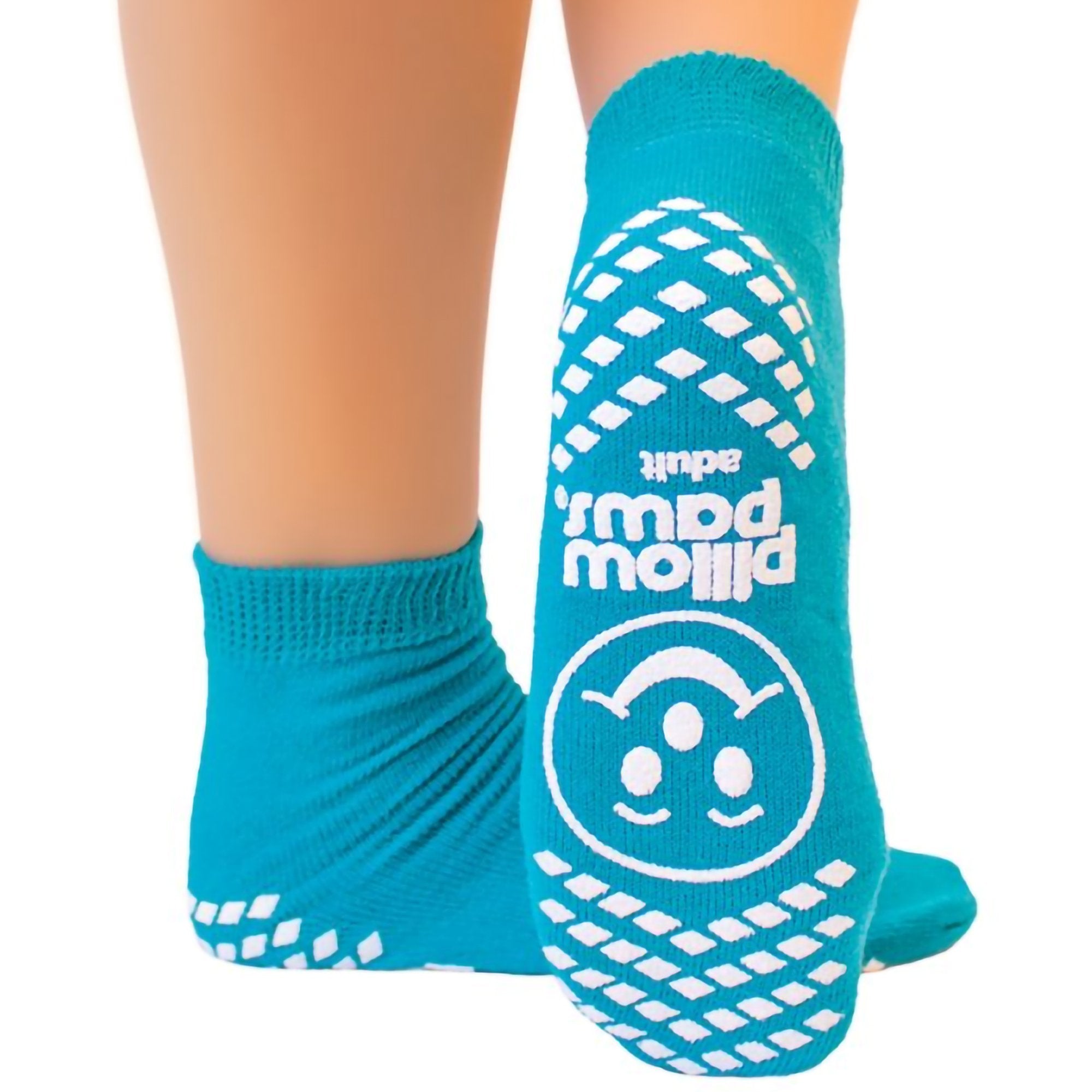 Pillow Paws Single Tread Terries Slipper Socks, Adult Large-Slipper Socks Pillow Paws Single Imprint Terries Unisex Adult One Size Fits Most Single Tread Single Patient Use Teal