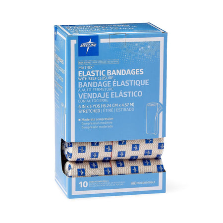 Matrix Double Hook and Loop Closure Elastic Bandage, 6 Inch x 5 Yard-Elastic Bandage Matrix 6 Inch X 5 Yard Double Hook and Loop Closure Natural NonSterile Medium Compression
