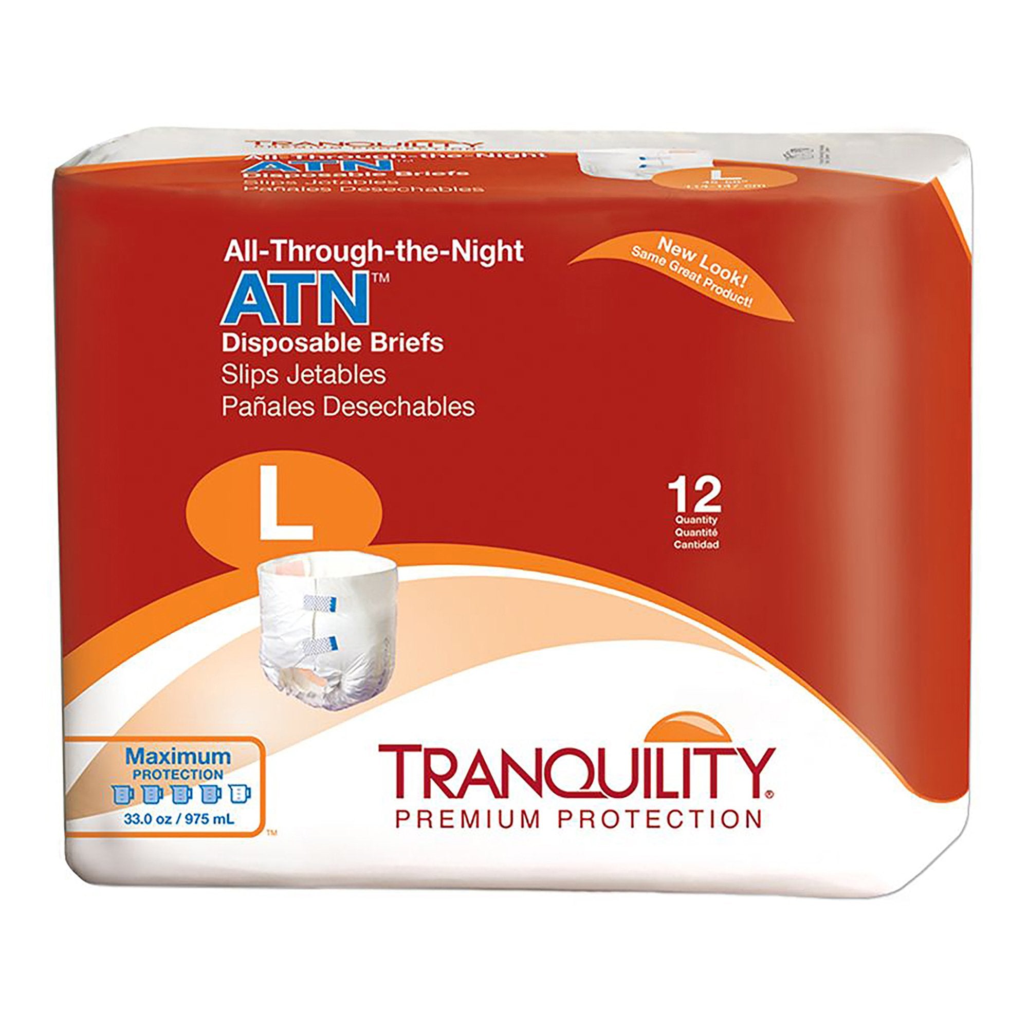 Tranquility ATN Incontinence Brief, Large-Unisex Adult Incontinence Brief Tranquility ATN Large Disposable Heavy Absorbency
