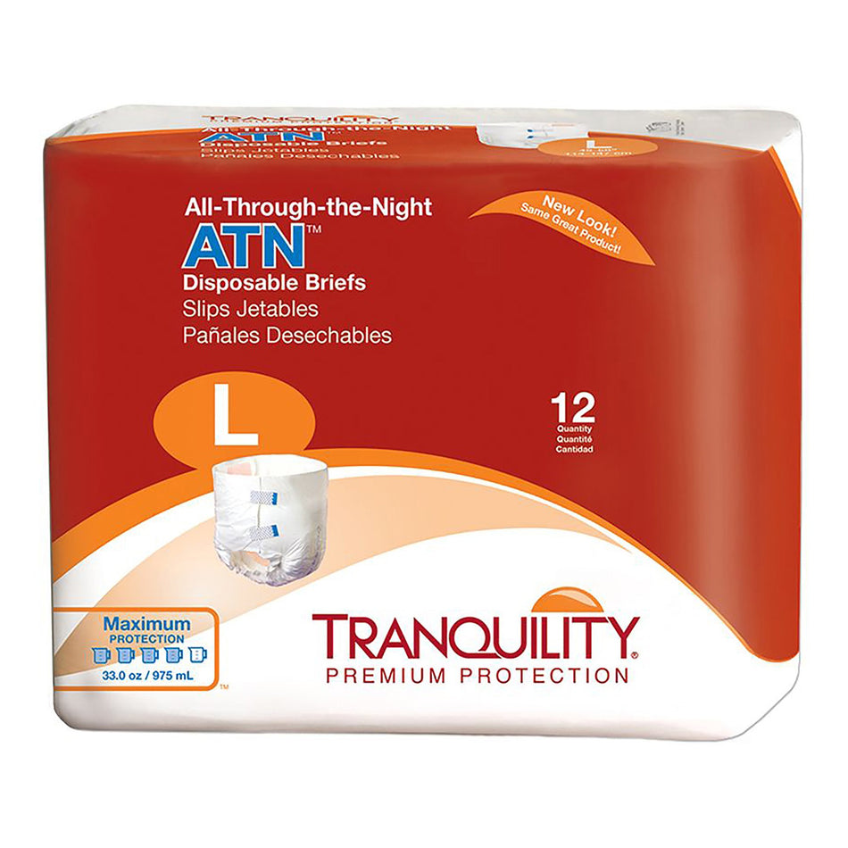 Tranquility ATN Incontinence Brief, Large-Unisex Adult Incontinence Brief Tranquility ATN Large Disposable Heavy Absorbency