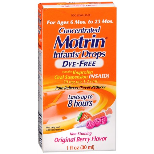 Motrin Concentrated Infants' Drops, Berry Flavor-Children's Pain Relief Motrin 50 mg / 1.25 mL Strength Ibuprofen Oral Drops 1 oz.