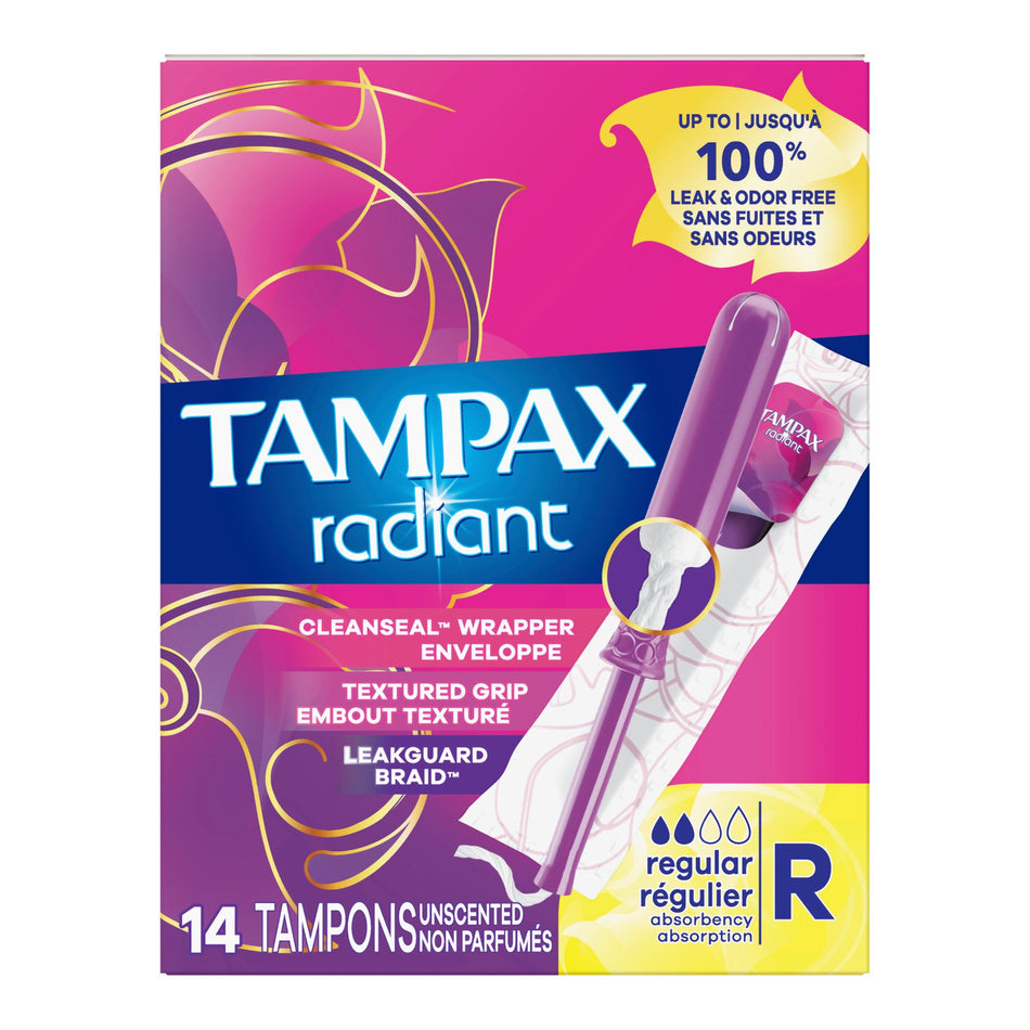 Tampax® Radiant Tampons Regular Absorbency Unscented - Personal Hygiene>Feminine Protection>Tampons - Procter & Gamble