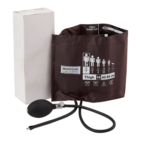 McKesson Lumeon Blood Pressure Cuff and Bulb, Nylon Cuff, extra large Cuff, Brown, 40 - 66 cm, Thigh-Reusable Blood Pressure Cuff and Bulb McKesson LUMEON 40 to 66 cm Leg Nylon Cuff Thigh Cuff