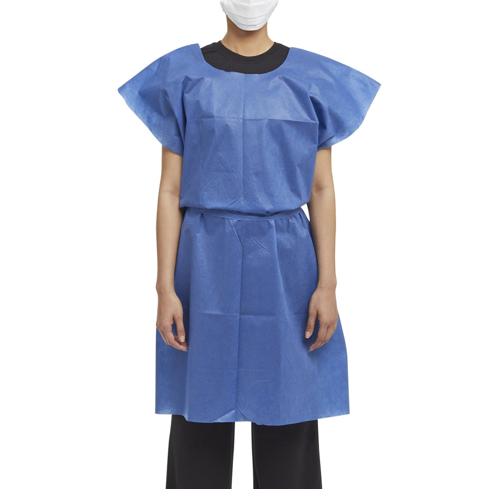 Graham Medical Exam Gown, Medium/Large, Blue-Patient Exam Gown Medium / Large Blue Disposable