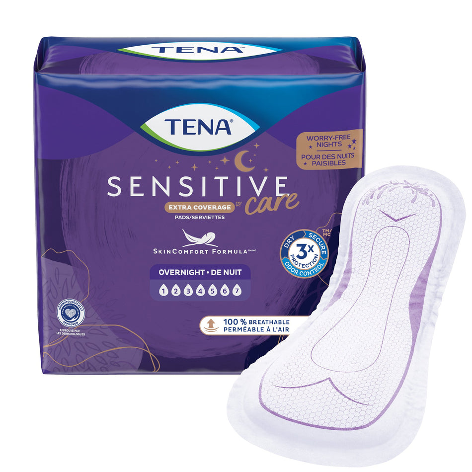 Tena Intimates Overnight Bladder Control Pad, 16-Inch Length-Bladder Control Pad TENA Sensitive Care Extra Coverage 16 Inch Length Heavy Absorbency Super Absorbent Core One Size Fits Most