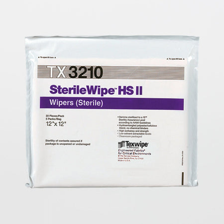 SterileWipe Cleanroom Wipe, 12 x 12 Inch-Cleanroom Wipe SterileWipe ISO Class 5 - 8 White Sterile 45% polyester / 55% Cellulose Nonwoven 12 X 12 Inch Reusable
