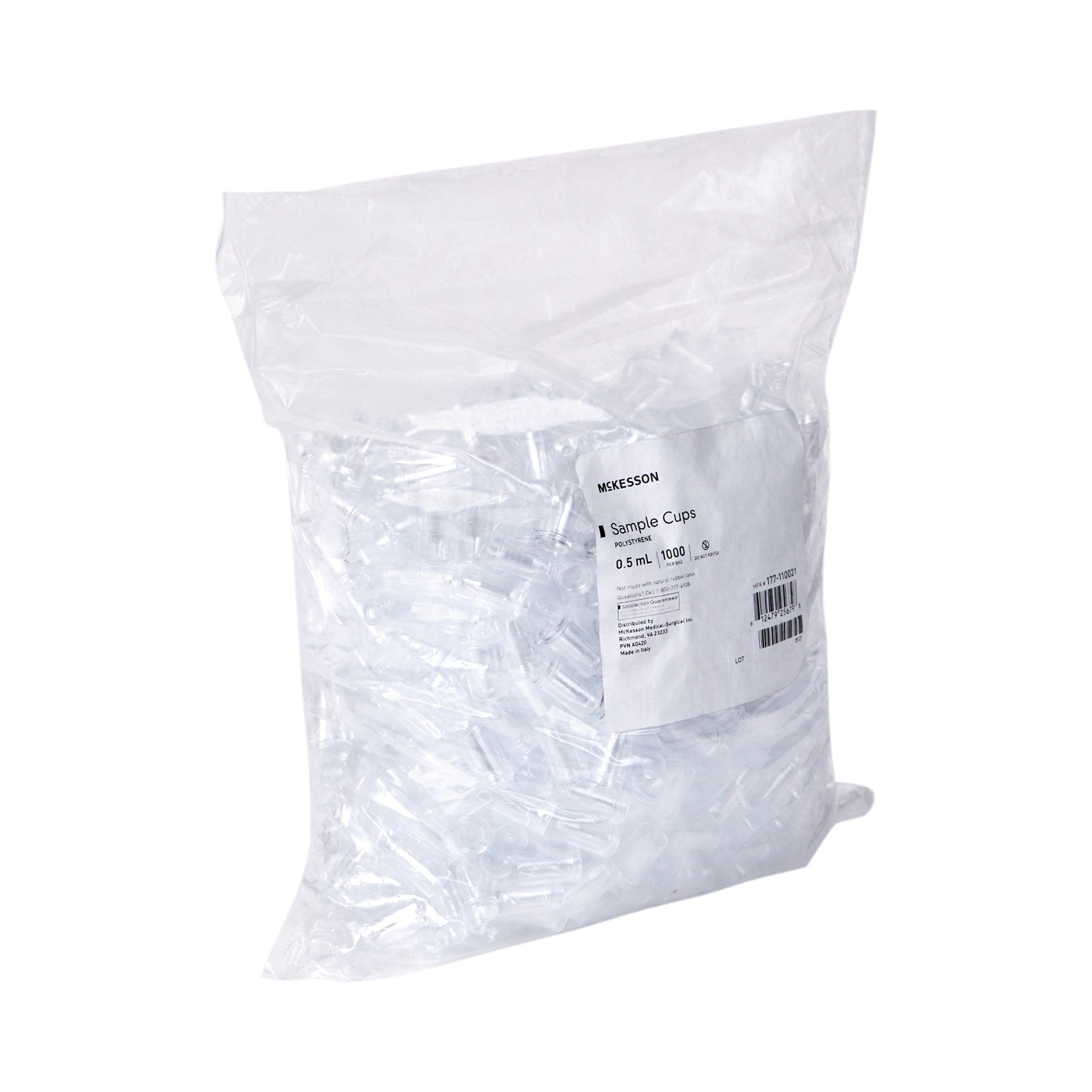 McKesson Polystyrene Sample Cup, 0.5 mL-"McKesson Sample Cup 0.5 mL, Clear, 13.55 X 24.50 mm, Without Caps"