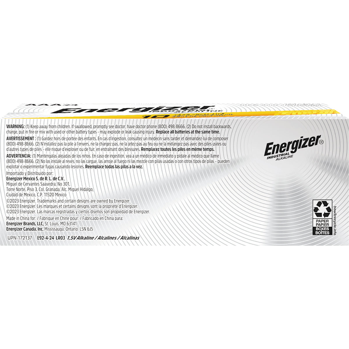 Energizer Industrial Alkaline Battery, C-Alkaline Battery Energizer C Cell 1.5V Disposable