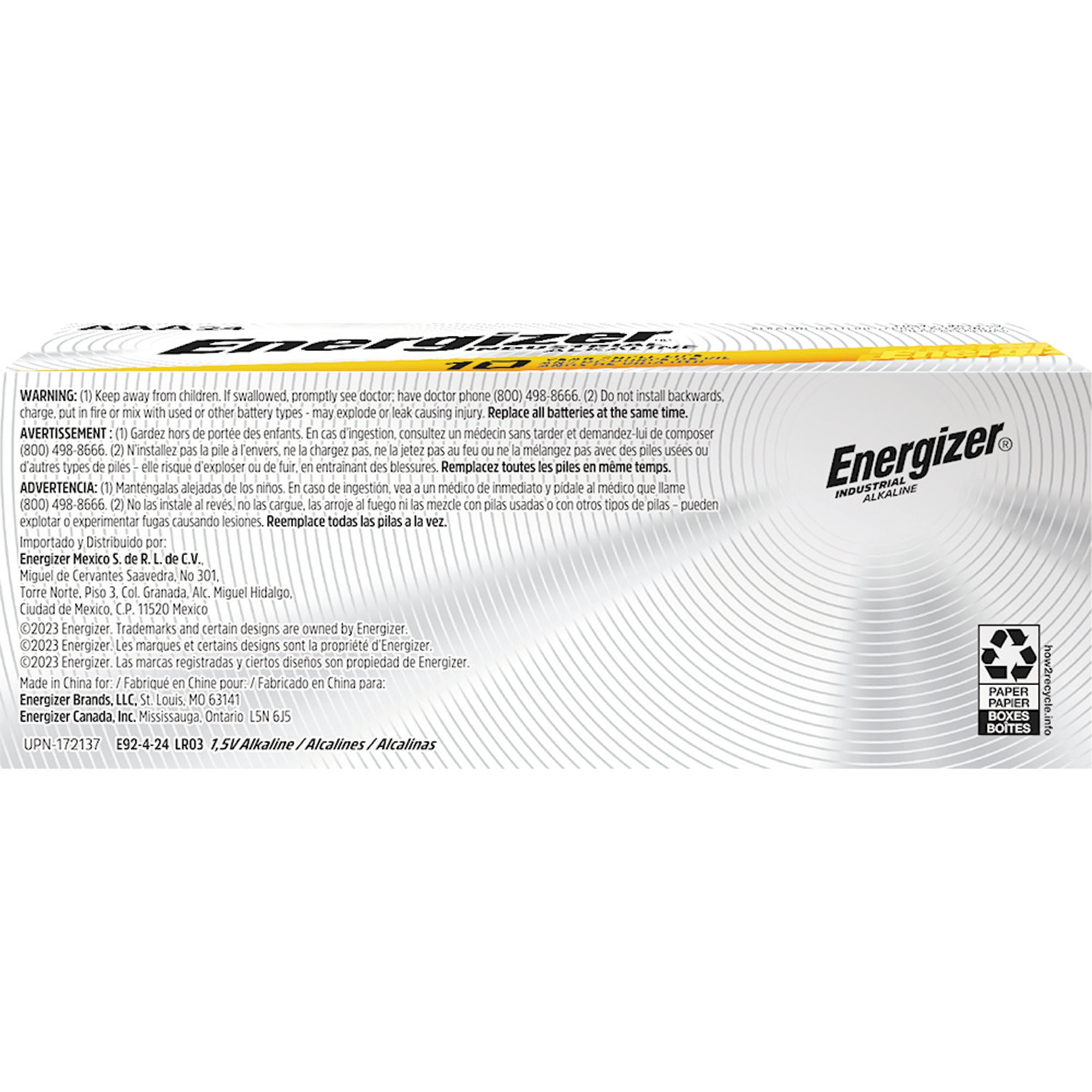 Energizer Industrial Alkaline Battery, C-Alkaline Battery Energizer C Cell 1.5V Disposable