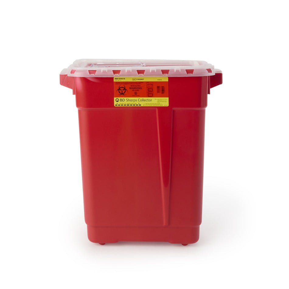 BD Multi-purpose Sharps Container, 9 Gallon, 18-1/2 x 17-3/4 x 11-3/4 Inch-Sharps Container BD� Red Base 18-1/2 X 17-3/4 X 11-3/4 Inch Vertical Entry 9 Gallon