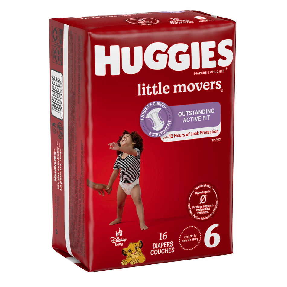 Huggies Little Movers Diaper, Size 6-Unisex Baby Diaper Huggies Little Movers Size 6 Disposable Moderate Absorbency