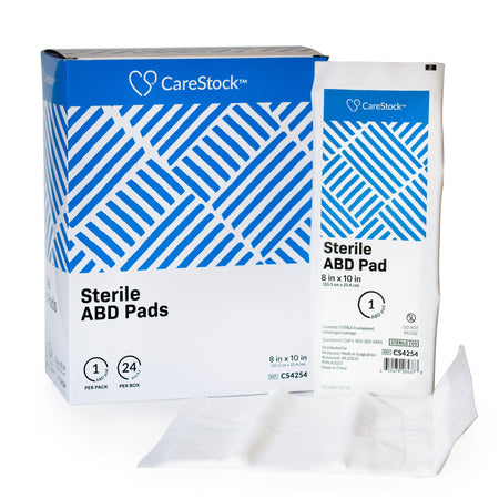 CareStock™ Sterile Abdominal Pad, 8 x 10 Inch – Nonwoven Cellulose ABD Pads - Wound Care>General Wound Care>General Purpos...